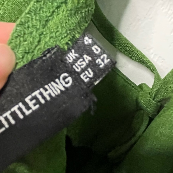 PRETTY LITTLE THING olive linen lace up romper - Picture 5 of 6